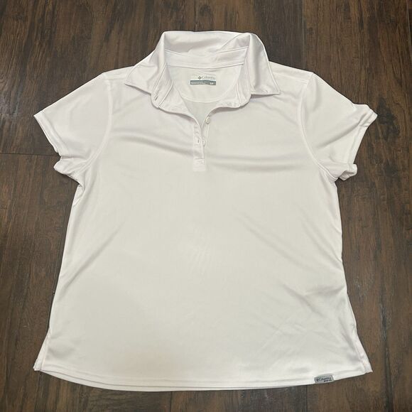 PFG Columbia Women Tidal Tee Omni-Wick Omni-Shade Short Sleeve Polo White Small - Picture 1 of 6